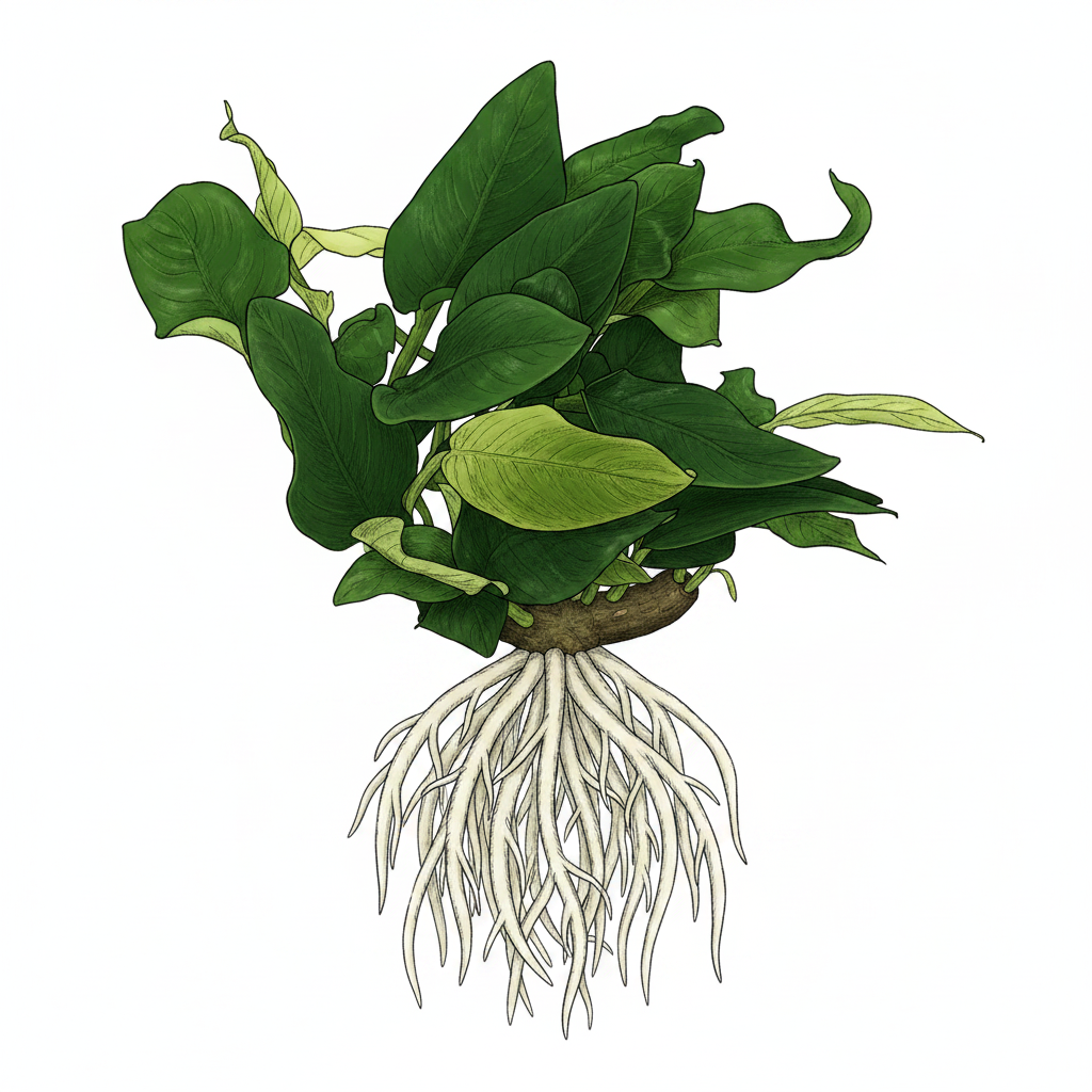 Anubias barteri var. nana – Botanische Illustration