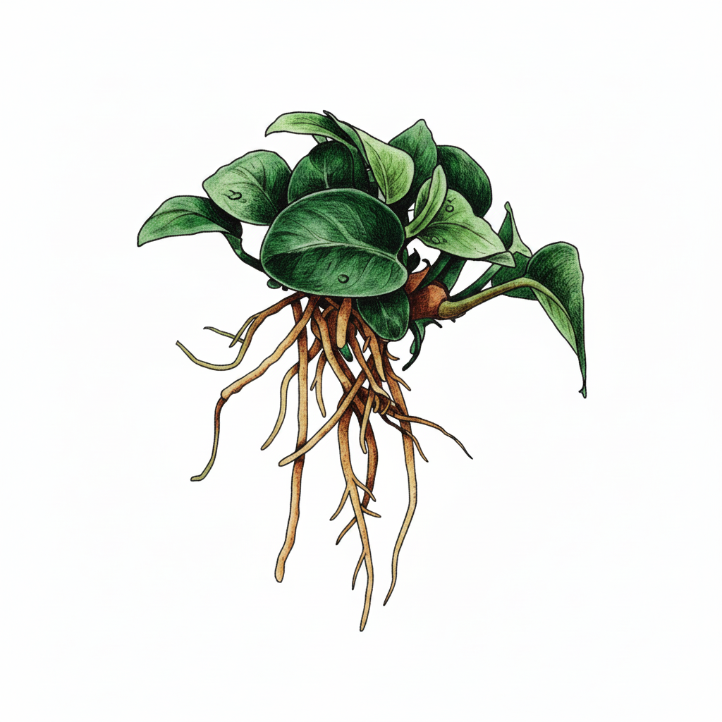 Anubias barteri 'Petite' – Farbige Biologische Zeichnung