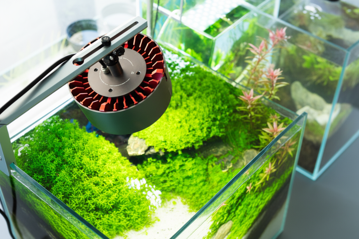 Ledstar WRGB-Aquariumbeleuchtung über bepflanztem Aquascape